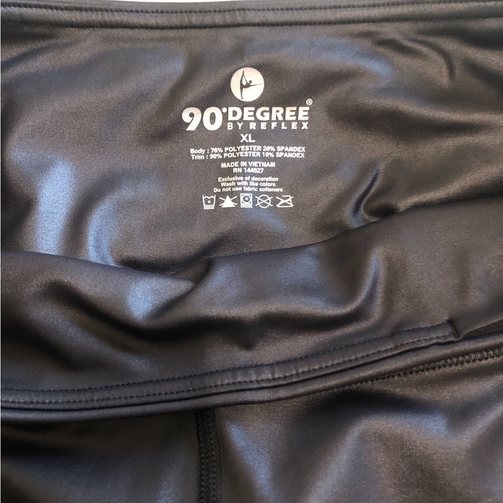90 Degree By Reflex Women’s Faux Leather Leggings XL Black High Waist Shiny NWT - Picture 6 of 8